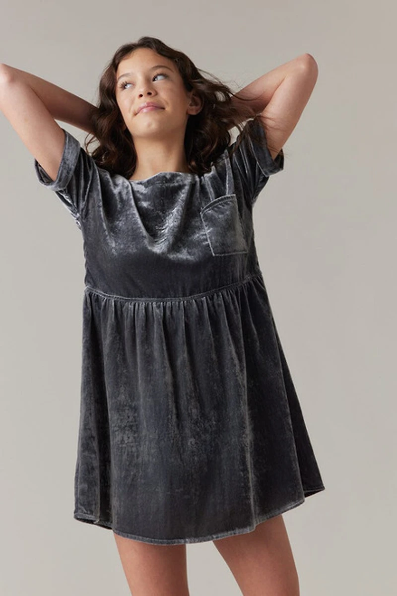Hello Franki Oversized Velvet T-Shirt Dress for girls