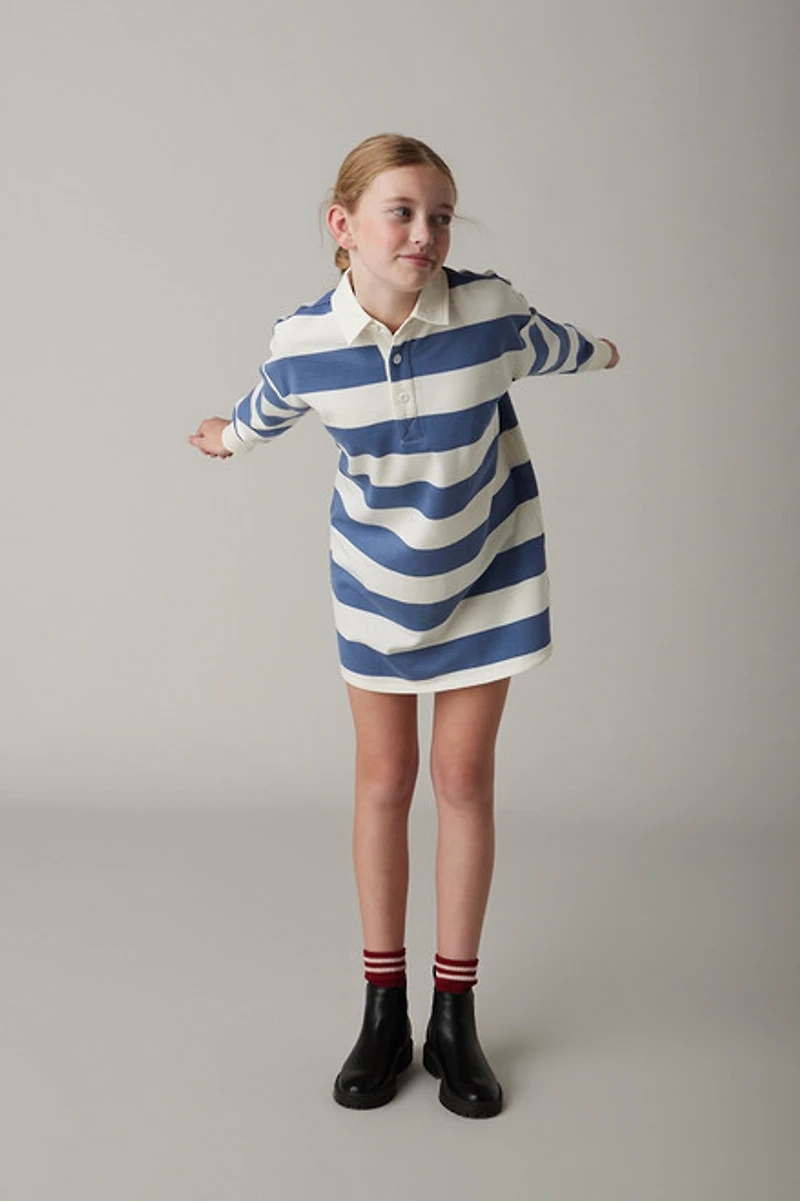 Hello Franki Collared Stripe Long Sleeve Shirt Dress for girls