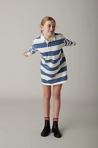 Hello Franki Collared Stripe Long Sleeve Shirt Dress for girls