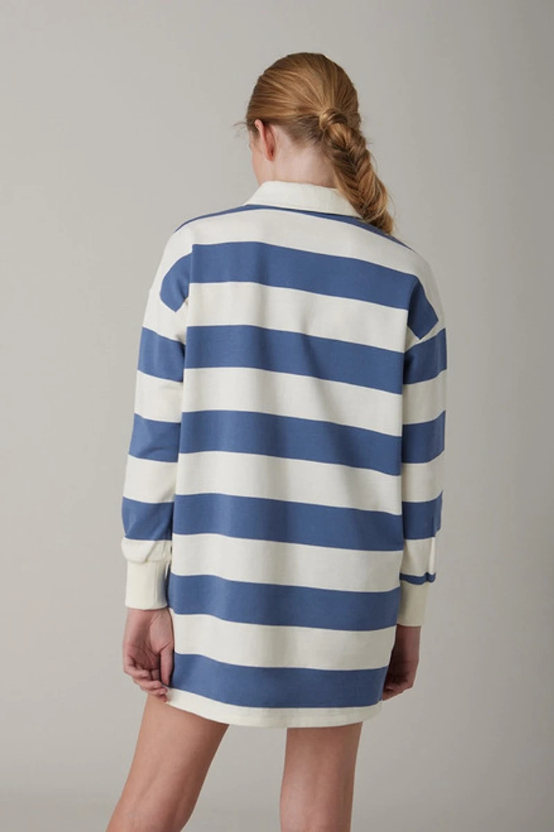 Hello Franki Collared Stripe Long Sleeve Shirt Dress for girls