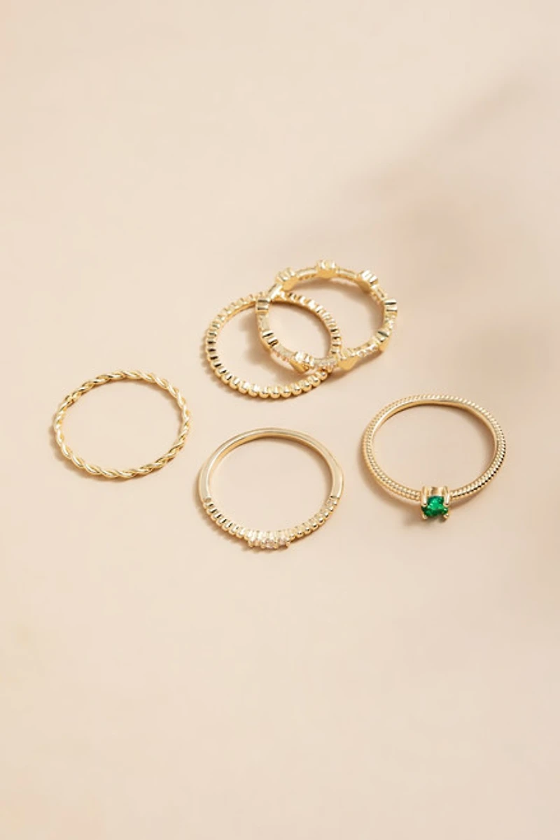 Stephanie Mix Style Gold Ring Set