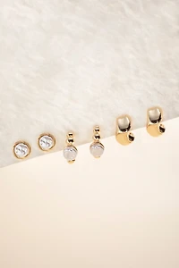 Nadine Mixed Pearl And Gold Hoop Earring Set