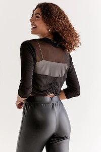 Delores Cinched Back Mesh Shrug Cardigan