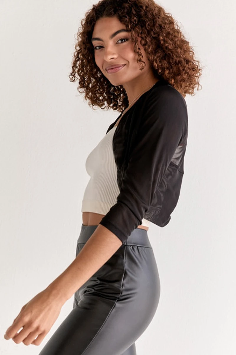 Delores Cinched Back Mesh Shrug Cardigan