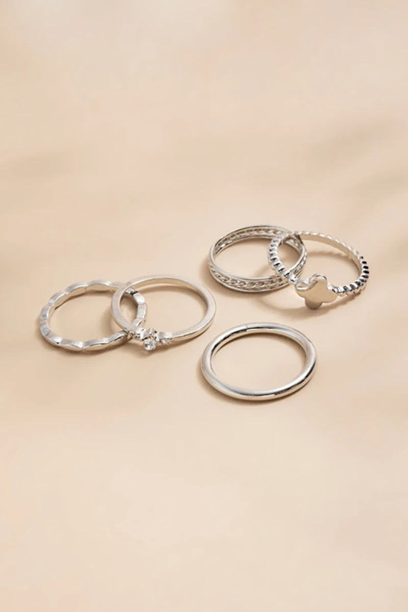 Madeline Mix Style Silver Ring Set