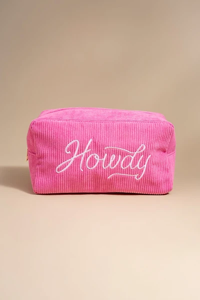 Howdy Neon Pink Corduroy Cosmetic Bag