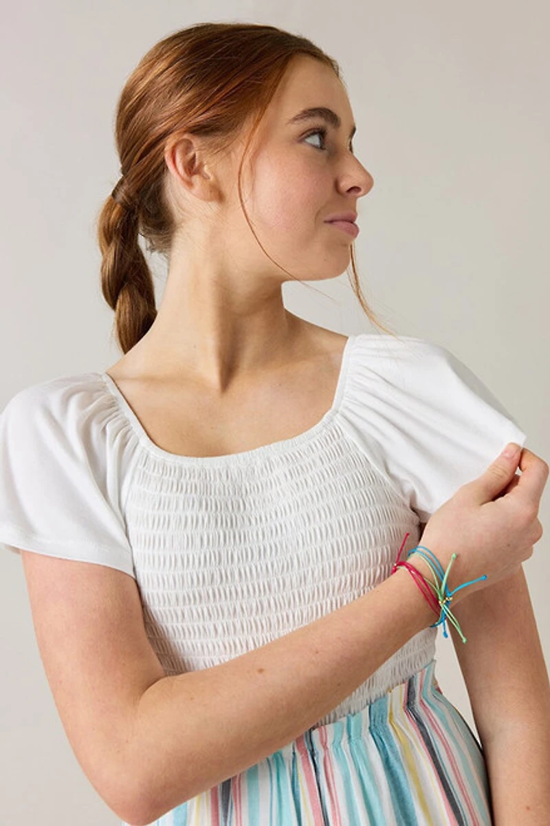 Hello Franki Multicolor Short Sleeve Smocked Romper for girls