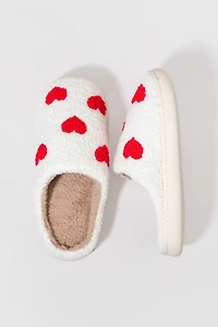 Gwen Hearts All Over Pattern Fuzzy Slippers