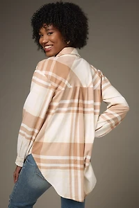 Angie Ivory Plaid Woven Button Down Top