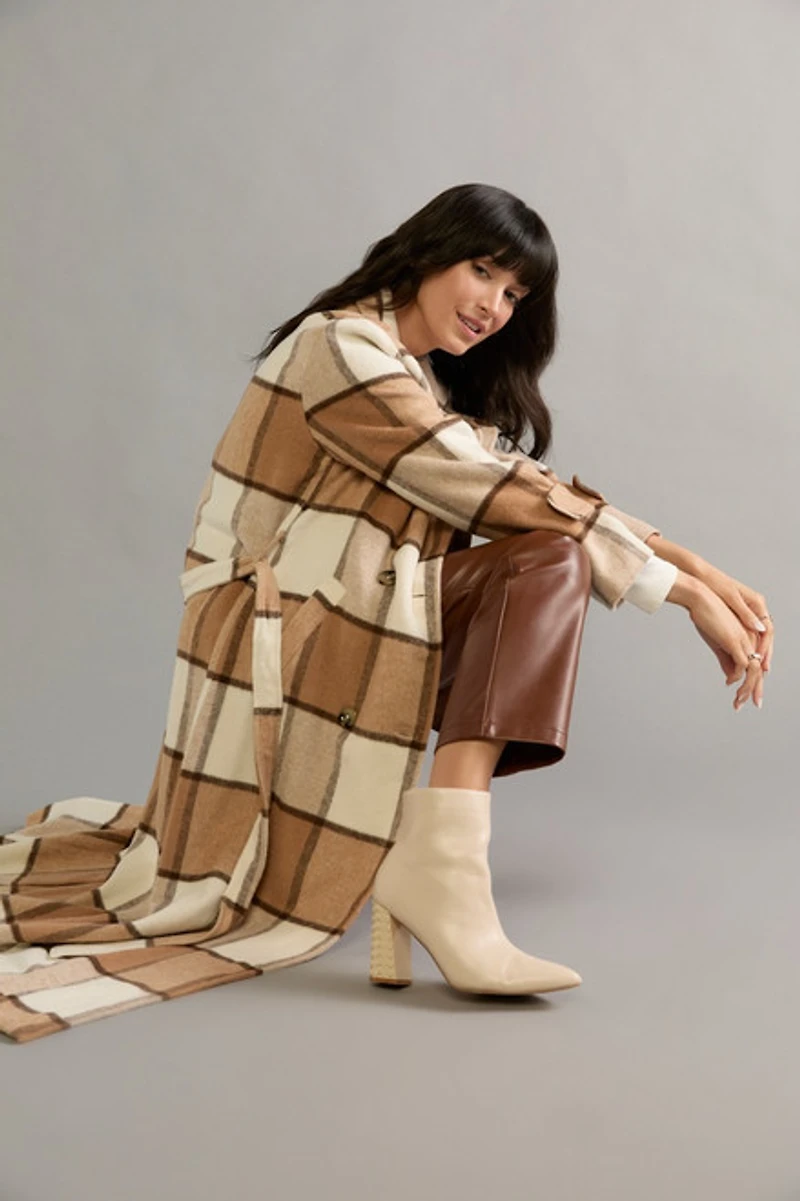 Maricela Long Plaid Coat