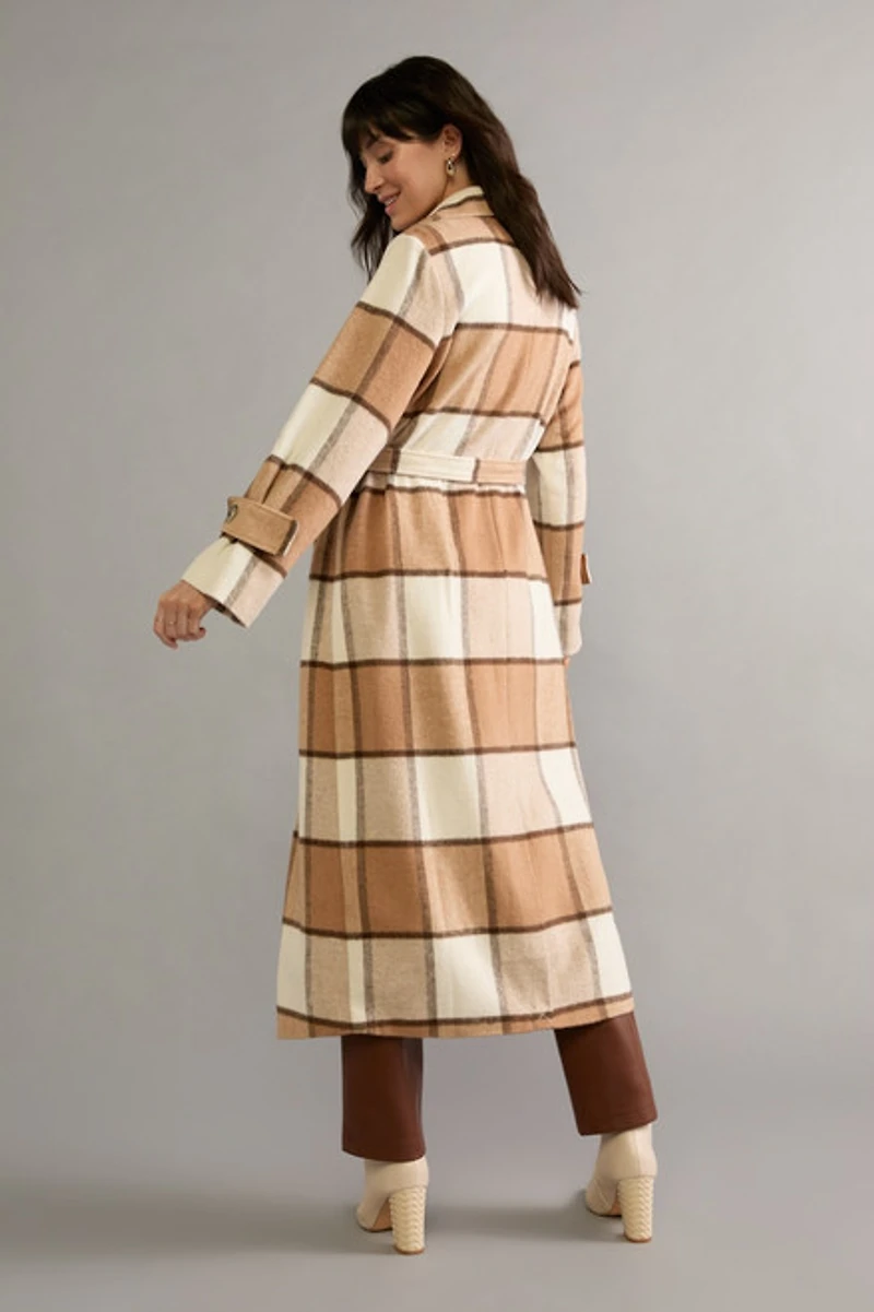 Maricela Long Plaid Coat
