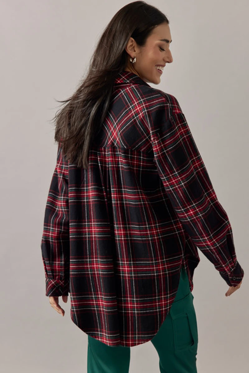 Dianna Christmas Plaid Button Down Top