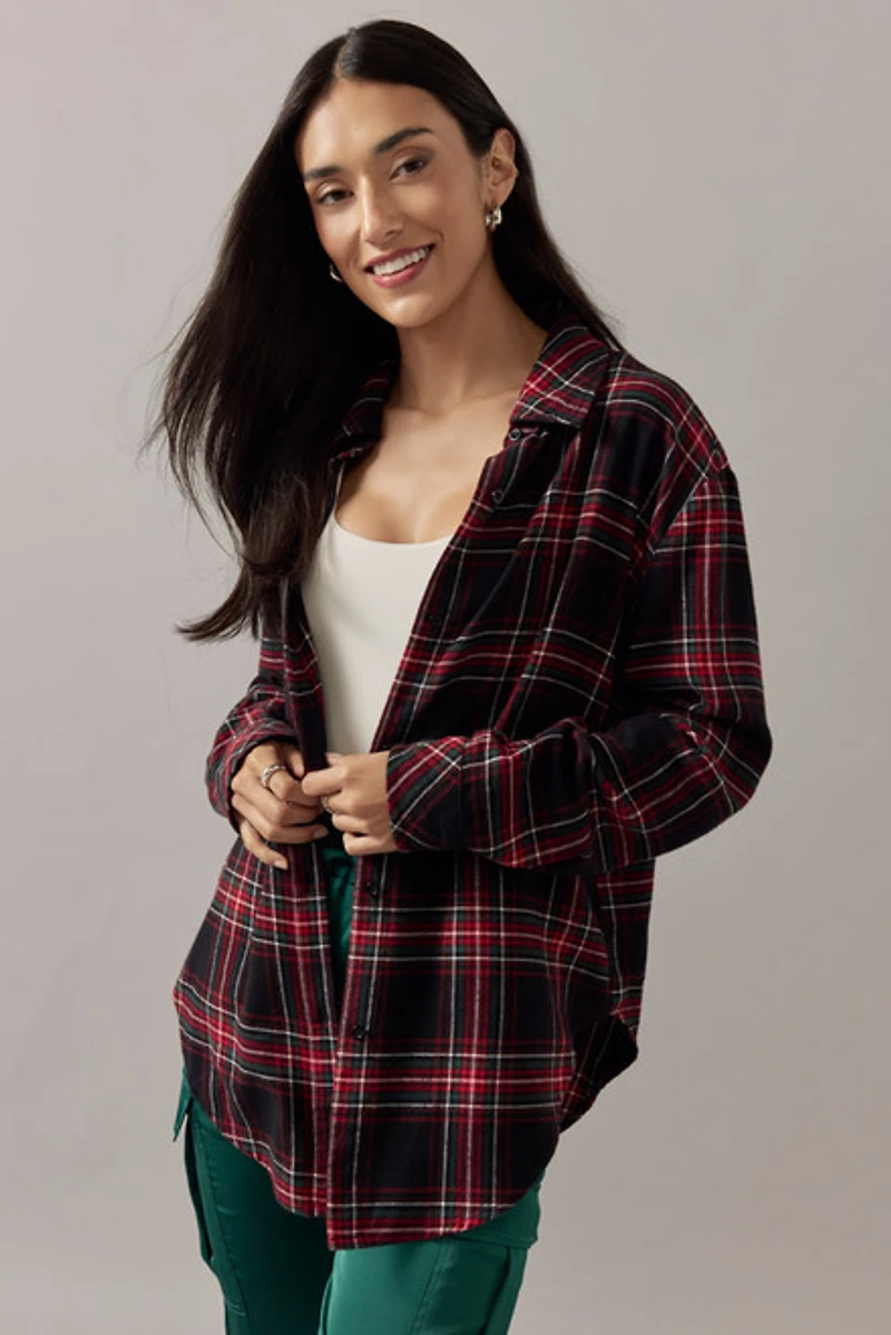 Dianna Christmas Plaid Button Down Top