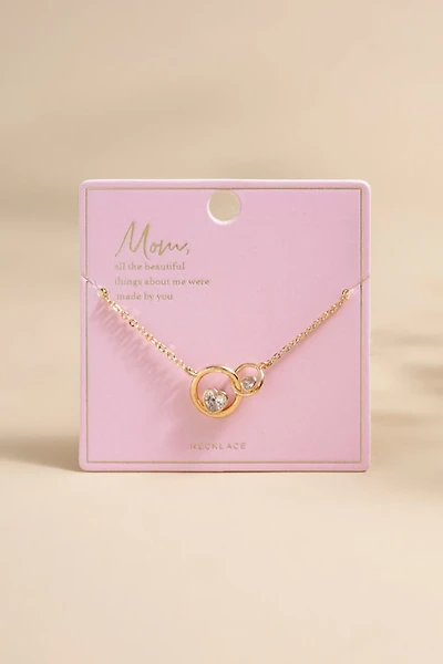 Mom Crystal Heart Pendant Carded Necklace