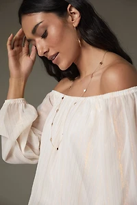 Carolyn Off Shoulder Lurex Striped Blouse