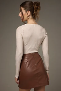 Justine Twist Front Glitter Knit Bodysuit
