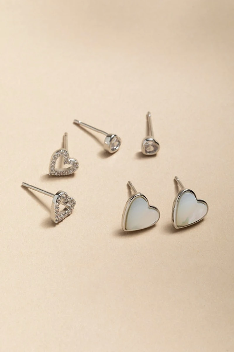 Angela Mixed Heart Earring Set