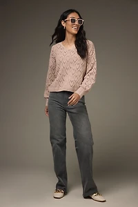 Vivian Heart Pointelle Pullover Sweater