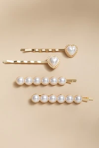 Bernadette Pearl Heart Bobby Pin Set