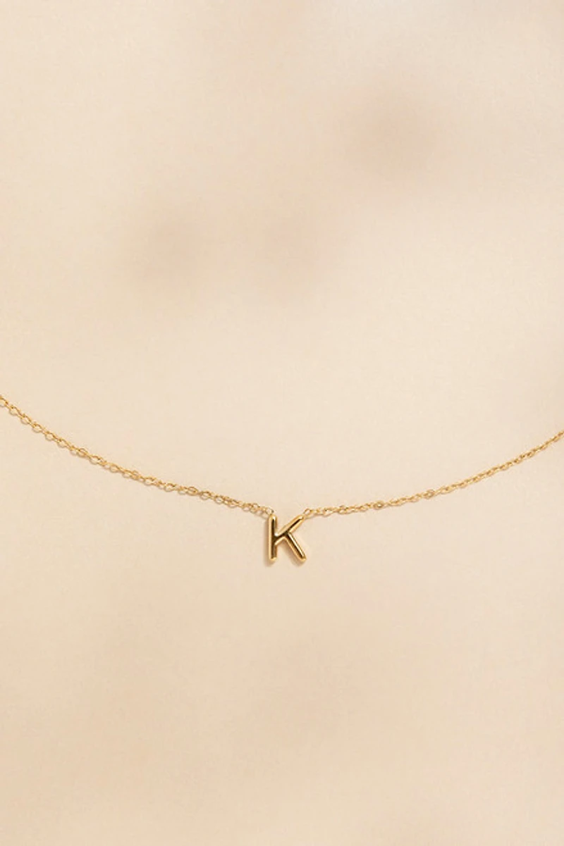 K Mini Initial Stainless Steel Pendant Necklace