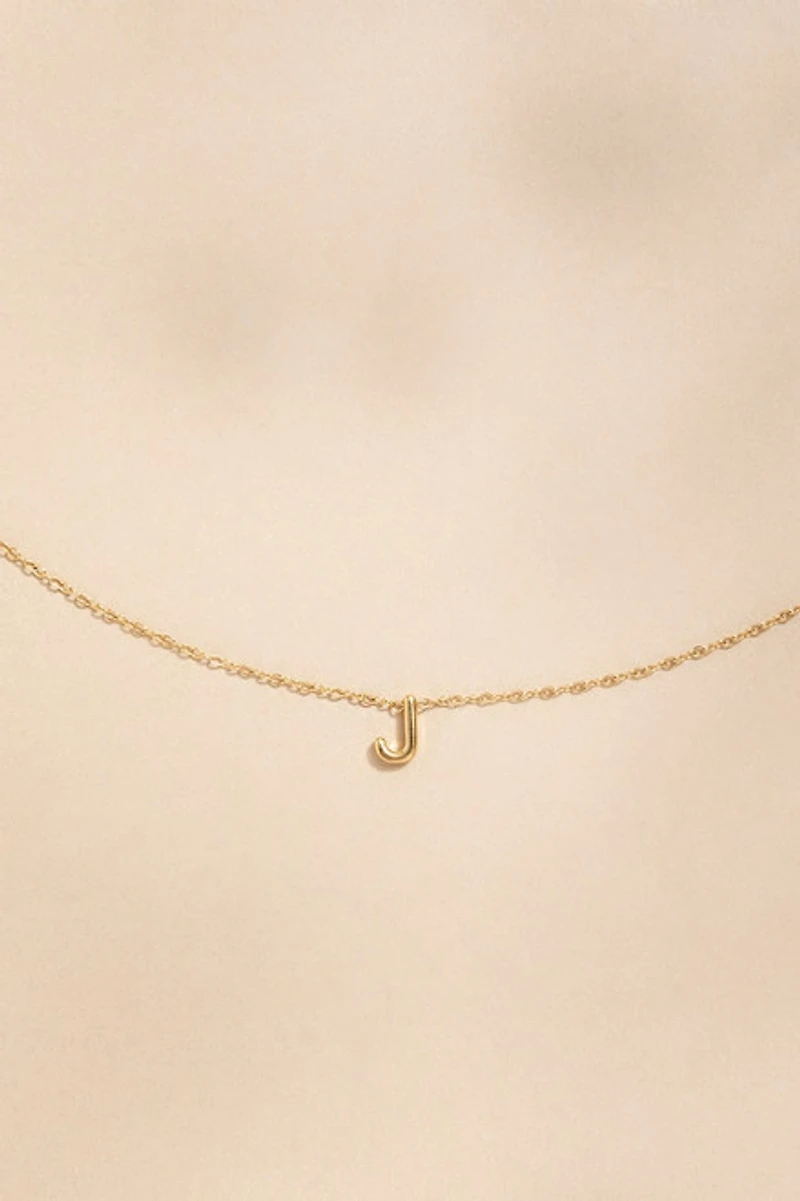 J Mini Initial Stainless Steel Pendant Necklace