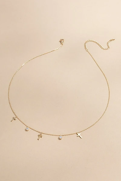 Ivy Crystal And Cross Charm Station Necklace
