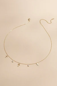 Ivy Crystal And Cross Charm Station Necklace