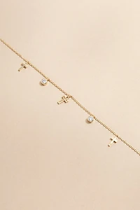 Ivy Crystal And Cross Charm Station Necklace