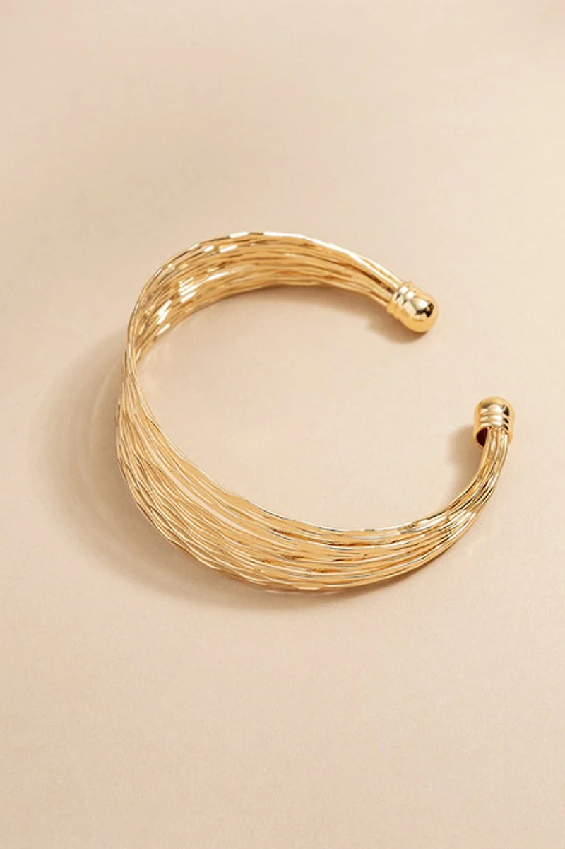 Gabrielle Layered Gold Row Cuff Bracelet