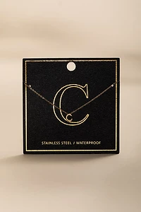 C Mini Initial Stainless Steel Pendant Necklace