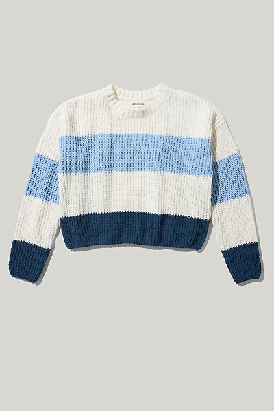 Hello Franki Color Block Striped Chenille Pullover for girls