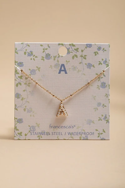 Pearl Pave Stainless Steel Initial Pendant Necklace