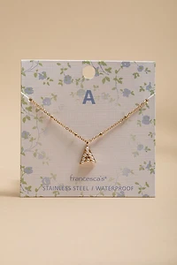 Pearl Pave Stainless Steel Initial Pendant Necklace