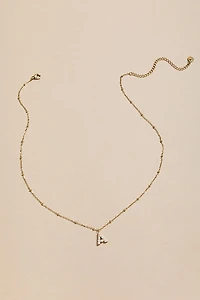 Pearl Pave Stainless Steel Initial Pendant Necklace