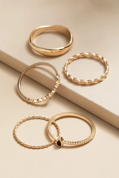 Ruth Mixed Glass Golden Ring Set