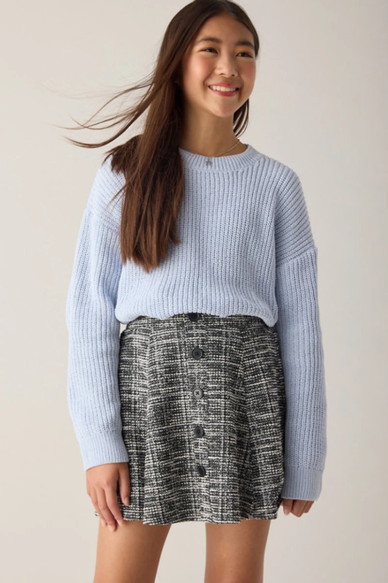 Hello Franki Button Front Tweed Skirt for girls