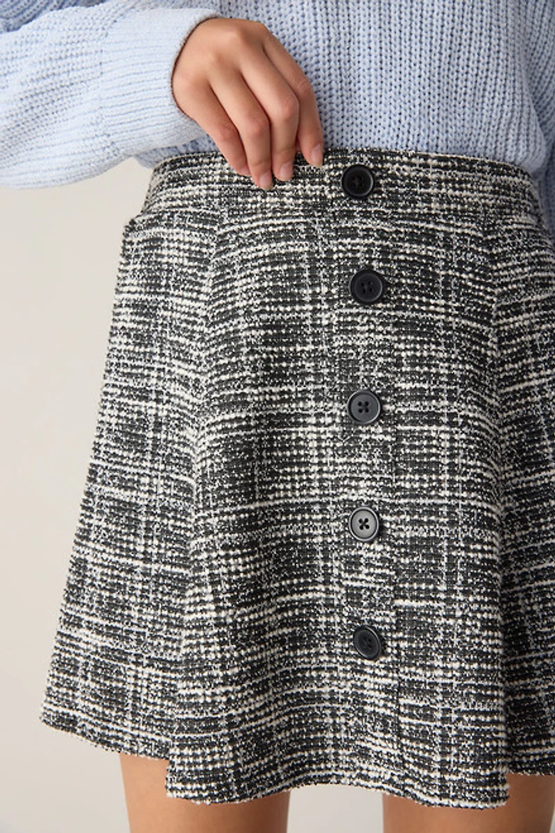Hello Franki Button Front Tweed Skirt for girls
