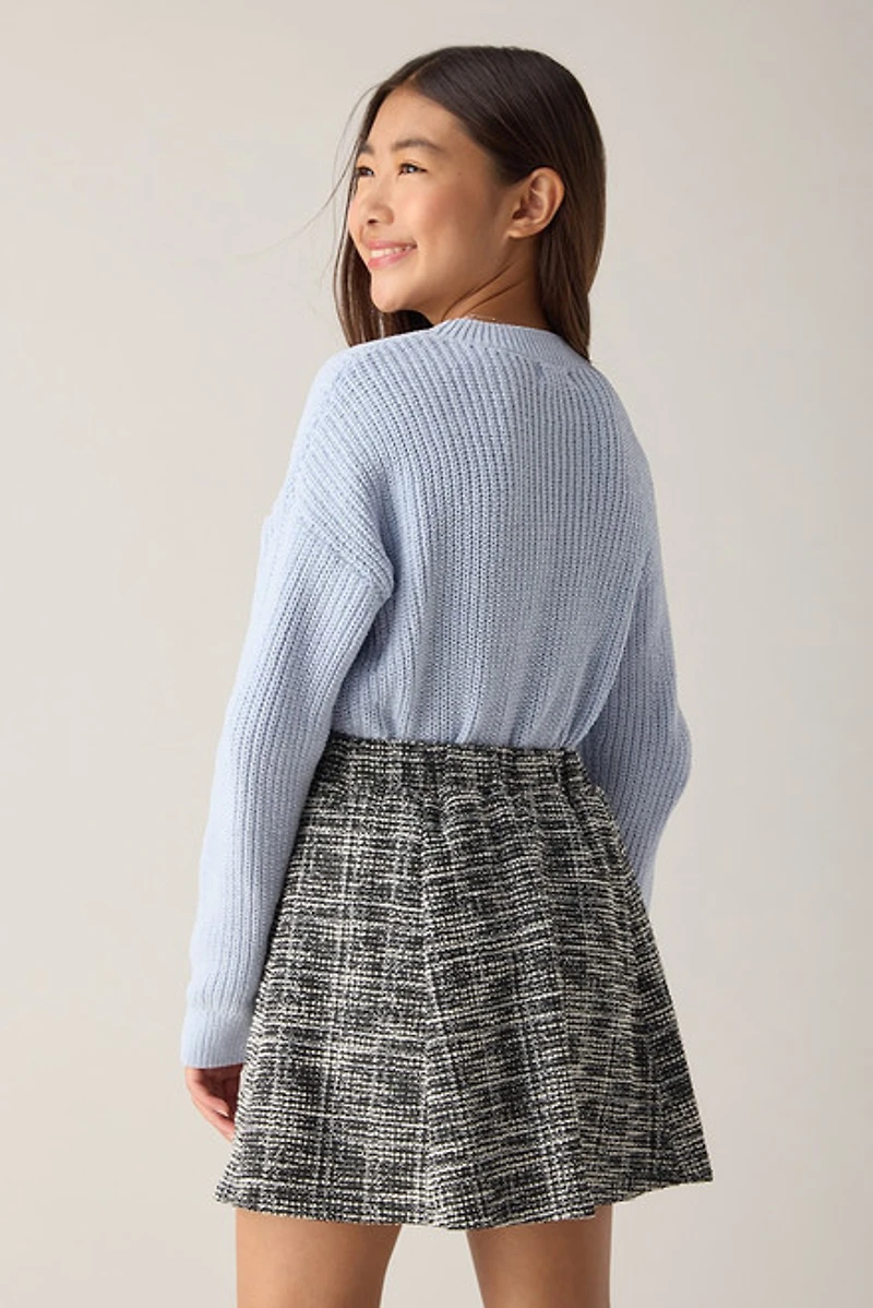 Hello Franki Button Front Tweed Skirt for girls