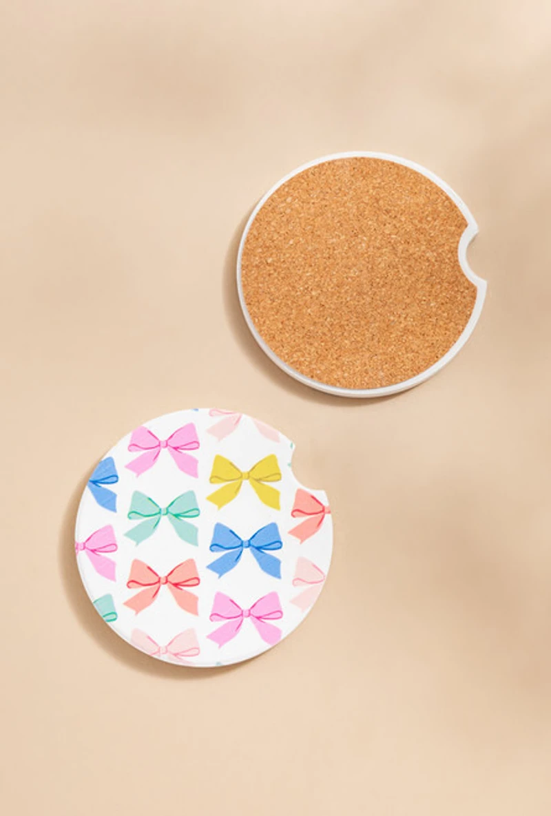 Fiona Bow Pattern Car Coaster Set
