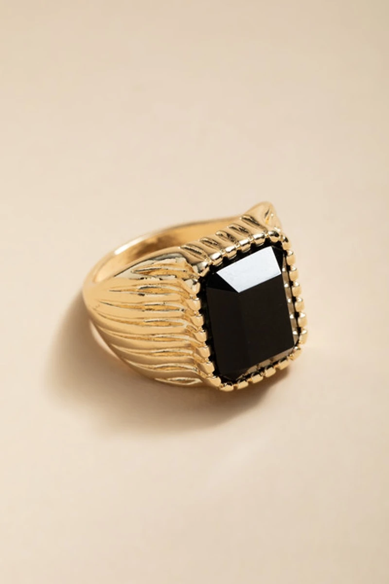 Lola Black Stone Gold Cocktail Ring