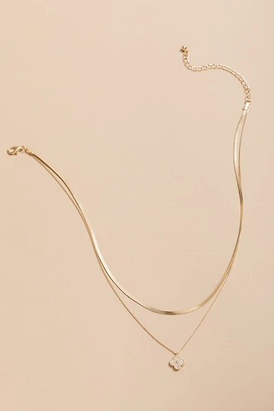 Marisol Layered Snake And Link Chain Clover Pendant Necklace
