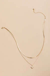Marisol Layered Snake And Link Chain Clover Pendant Necklace