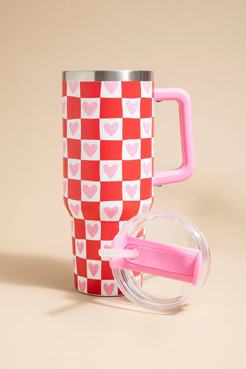 Christine Heart Checkered 40oz Tumbler
