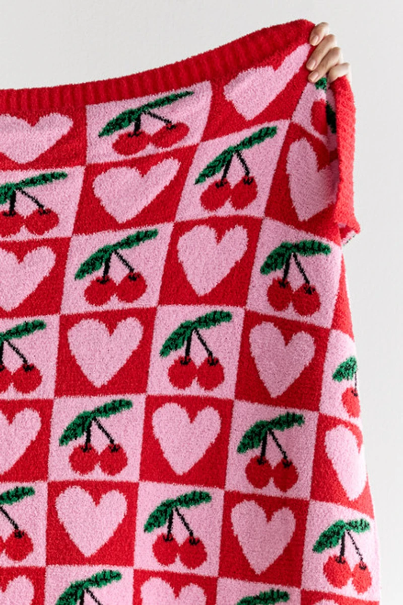 Jayne Checkered Heart And Cherry Blanket