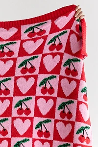 Jayne Checkered Heart And Cherry Blanket