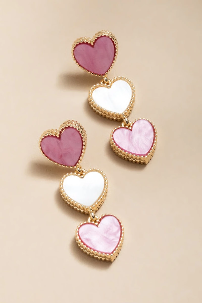 Stacey Two Tone Heart Drop Earrings