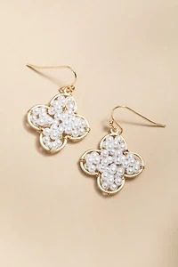 Angel Woven Pearl Clover Drop Earrings