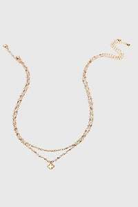 Elsie Rosary Butterfly Charm Station Gold Necklace