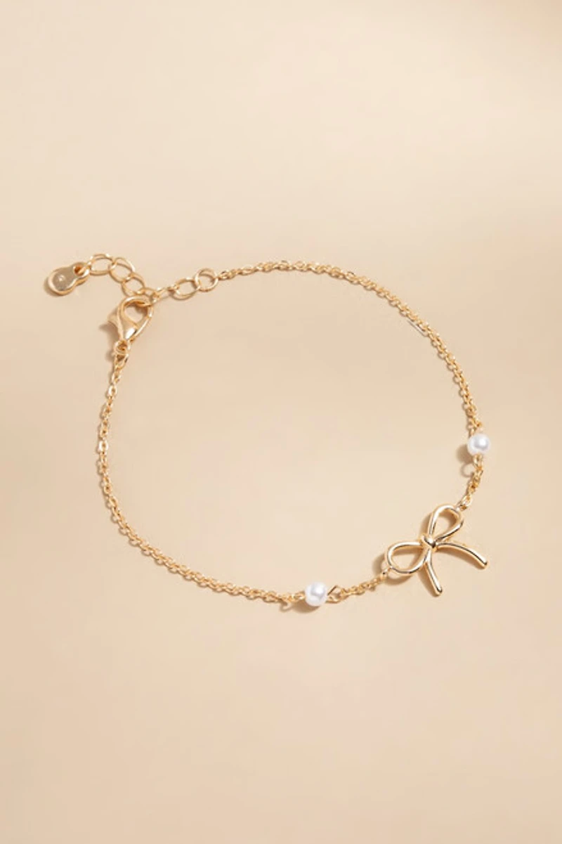 Jacquelyn Bow With Pearls Carded Bracelet