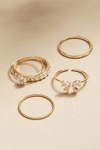 Greta Pearl Pave Gold Ring Set